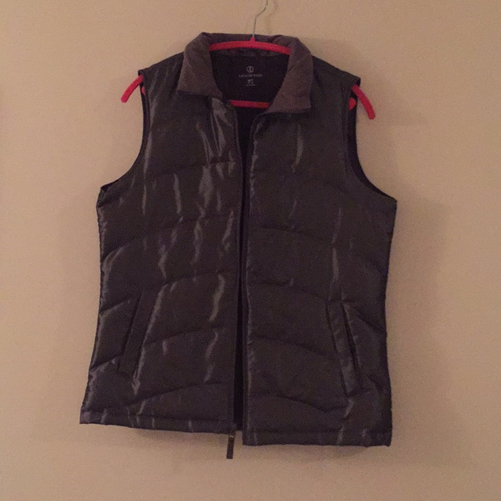 Lands’ End puffy vest: charcoal grey